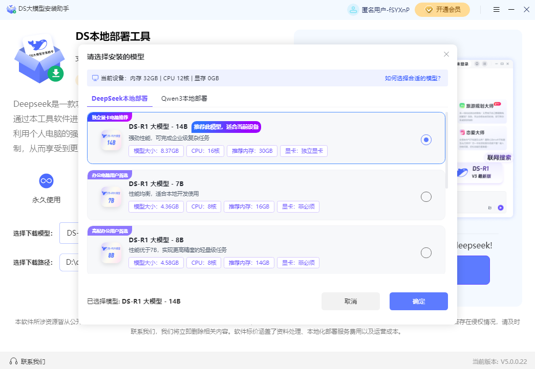 DS大模型安装助手工具